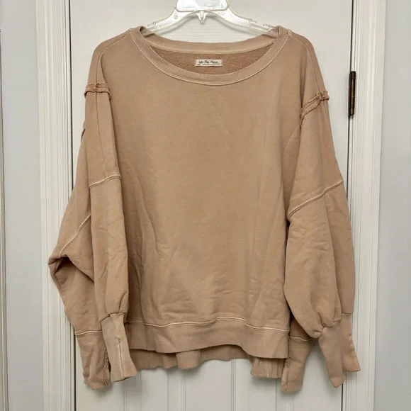 We The Free Camden Sweatshirt Oversized Loose Fit Beige Tan L - Picture 4 of 9